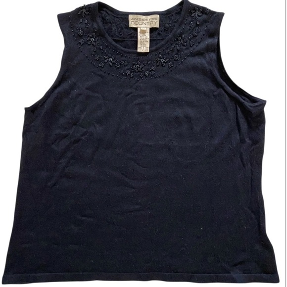 Jones New York Country Women's Black Sleeveless Top size XL Silk/Angora blend - Picture 1 of 5